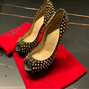 Christian Louboutin Black Spiky Lady Peep